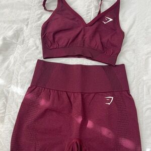 Gymshark Maroon Sports Bra and Shorts Set